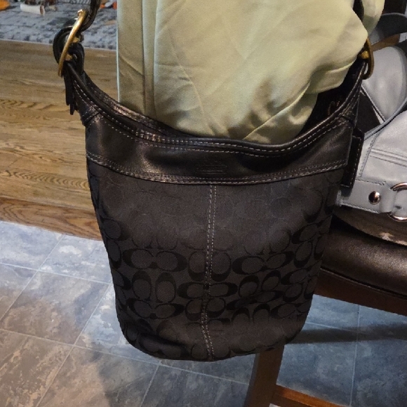 Coach Handbags - Coach Vintage Black Signature Shoulder Bag